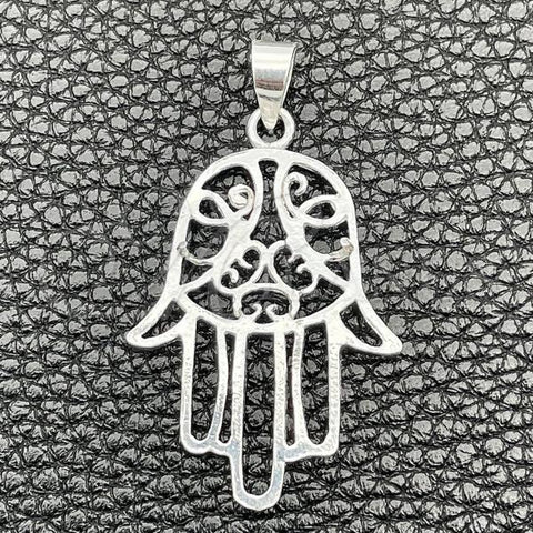 Sterling Silver Religious Pendant, Hand of God Design, Polished, Silver Finish, 05.392.0049