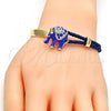 Oro Laminado Individual Bangle, Gold Filled Style Elephant Design, with White Crystal, Blue Enamel Finish, Golden Finish, 07.179.0001.3 (06 MM Thickness, One size fits all)