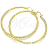 Oro Laminado Extra Large Hoop, Gold Filled Style Hollow Design, Diamond Cutting Finish, Golden Finish, 02.170.0266.80