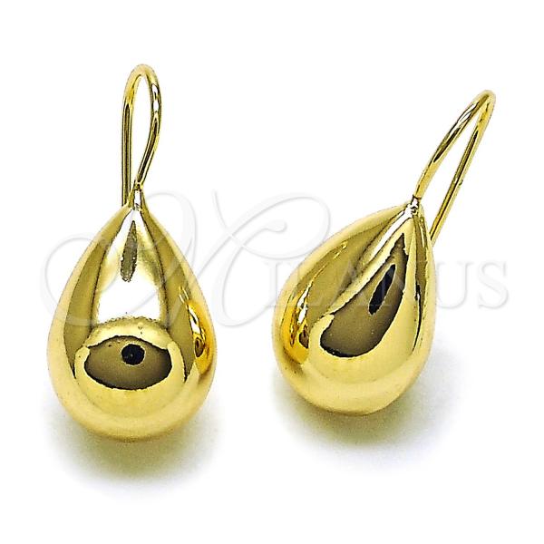 Oro Laminado Stud Earring, Gold Filled Style Teardrop and Hollow Design, Polished, Golden Finish, 02.163.0363