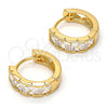 Oro Laminado Huggie Hoop, Gold Filled Style with White Cubic Zirconia, Polished, Golden Finish, 02.237.0016.15