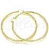 Oro Laminado Extra Large Hoop, Gold Filled Style Hollow Design, Diamond Cutting Finish, Golden Finish, 02.170.0266.80