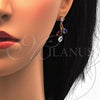 Oro Laminado Necklace and Earring, Gold Filled Style Flower and Leaf Design, with Multicolor Cubic Zirconia, Polished, Golden Finish, 06.205.0004.1