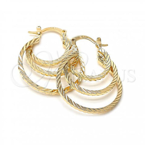 Oro Laminado Medium Hoop, Gold Filled Style Diamond Cutting Finish, Golden Finish, 5.146.001