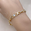 Oro Laminado Fancy Bracelet, Gold Filled Style Infinite Design, with White Cubic Zirconia, Polished, Golden Finish, 03.196.0010.08