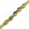 Oro Laminado Fancy Bracelet, Gold Filled Style with Multicolor Cubic Zirconia, Polished, Golden Finish, 03.283.0091.1.07