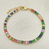 Oro Laminado Tennis Bracelet, Gold Filled Style with Multicolor Cubic Zirconia, Polished, Golden Finish, 03.130.0008.4.07