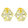 Sterling Silver Stud Earring, with White Cubic Zirconia, Polished, Golden Finish, 02.336.0126.2