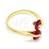 Oro Laminado Multi Stone Ring, Gold Filled Style Heart Design, with Garnet Cubic Zirconia, Polished, Golden Finish, 01.284.0055.1