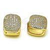 Oro Laminado Huggie Hoop, Gold Filled Style with White Micro Pave, Polished, Golden Finish, 02.283.0126.12