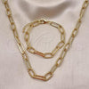Oro Laminado Necklace and Bracelet, Gold Filled Style Polished, Golden Finish, 06.415.0003