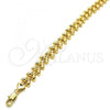 Oro Laminado Fancy Bracelet, Gold Filled Style Leaf Design, Polished, Golden Finish, 03.210.0027.08