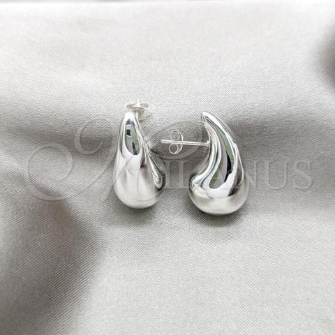 Sterling Silver Stud Earring, Teardrop Design, Polished, Silver Finish, 02.395.0047