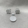 Sterling Silver Earring and Pendant Adult Set, Ball Design, with White Cubic Zirconia, Polished, Silver Finish, 10.398.0029