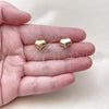 Oro Laminado Stud Earring, Gold Filled Style Heart and Hollow Design, Polished, Golden Finish, 02.196.0177