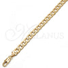 Oro Laminado Basic Necklace, Gold Filled Style Pave Cuban Design, Diamond Cutting Finish, Golden Finish, 5.223.003.24