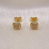 Oro Laminado Stud Earring, Gold Filled Style with White Cubic Zirconia, Polished, Golden Finish, 02.344.0047