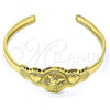 Oro Laminado Individual Bangle, Gold Filled Style Heart Design, Diamond Cutting Finish, Golden Finish, 07.253.0022