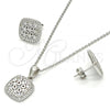 Sterling Silver Earring and Pendant Adult Set, with White Cubic Zirconia, Polished, Rhodium Finish, 10.175.0027