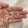 Oro Laminado Stud Earring, Gold Filled Style Ball Design, Polished, Golden Finish, 5.128.012