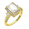 Oro Laminado Multi Stone Ring, Gold Filled Style with White Cubic Zirconia, Polished, Golden Finish, 01.60.0007.07 (Size 7)