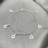 Sterling Silver Charm Bracelet, Flower and Rolo Design, Polished, Silver Finish, 03.392.0011.07