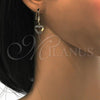 Oro Laminado Dangle Earring, Gold Filled Style Heart Design, Golden Finish, 5.082.008