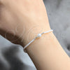 Sterling Silver Fancy Bracelet, Ball Design, with White Crystal and White Pearl, Polished, Silver Finish, 03.426.0021.1.07