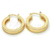 Oro Laminado Small Hoop, Gold Filled Style Greek Key Design, Polished, Golden Finish, 02.170.0203.25