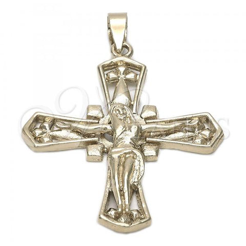 Oro Laminado Religious Pendant, Gold Filled Style Crucifix Design, Golden Finish, 5.189.008
