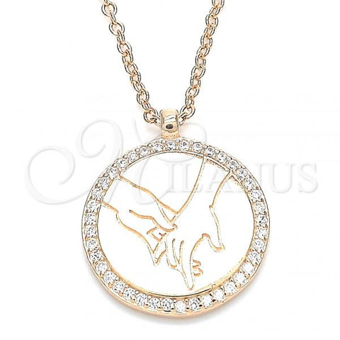 Sterling Silver Pendant Necklace, with White Cubic Zirconia, Polished, Rose Gold Finish, 04.336.0209.1.16