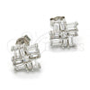 Sterling Silver Stud Earring, with White Cubic Zirconia, Polished, Rhodium Finish, 02.175.0113