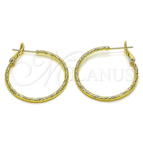 Oro Laminado Medium Hoop, Gold Filled Style Diamond Cutting Finish, Golden Finish, 02.93.0012.30