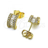 Oro Laminado Long Earring, Gold Filled Style with White Cubic Zirconia and White Micro Pave, Polished, Golden Finish, 02.283.0045