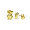 Oro Laminado Stud Earring, Gold Filled Style Ladybug Design, with White Micro Pave, Polished, Golden Finish, 02.156.0649