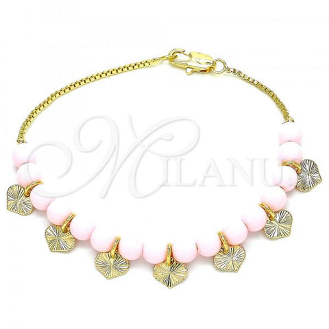 Oro Laminado Fancy Bracelet, Gold Filled Style Heart Design, Polished, Golden Finish, 03.63.2100.07