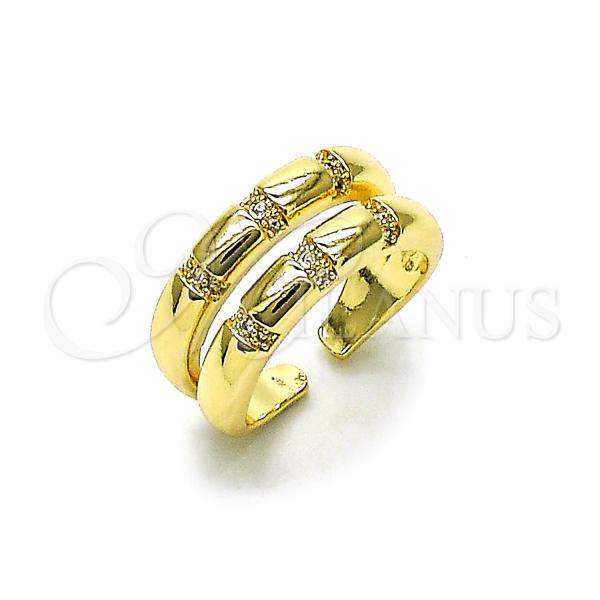 Oro Laminado Multi Stone Ring, Gold Filled Style with White Micro Pave, Polished, Golden Finish, 01.428.0006