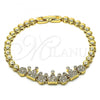 Oro Laminado Fancy Bracelet, Gold Filled Style Crown Design, with White Micro Pave, Polished, Golden Finish, 03.283.0184.08