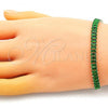 Oro Laminado Adjustable Bolo Bracelet, Gold Filled Style with Green Cubic Zirconia, Polished, Golden Finish, 03.341.0170.1.11