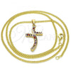 Oro Laminado Pendant Necklace, Gold Filled Style with Multicolor Cubic Zirconia, Polished, Golden Finish, 04.284.0014.3.22