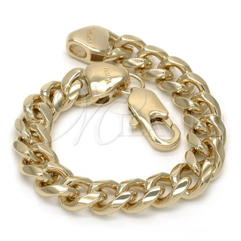 Oro Laminado Basic Bracelet, Gold Filled Style Miami Cuban Design, Polished, Golden Finish, 04.63.0133.09