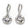 Rhodium Plated Dangle Earring, Flower Design, with White Cubic Zirconia, Polished, Rhodium Finish, 02.217.0058.2