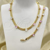 Oro Laminado Necklace and Bracelet, Gold Filled Style with Pink and White Cubic Zirconia, Polished, Golden Finish, 06.185.0015.1