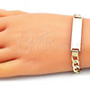Oro Laminado ID Bracelet, Gold Filled Style Curb Design, Polished, Golden Finish, 03.213.0131.08