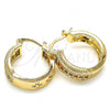Oro Laminado Small Hoop, Gold Filled Style with Garnet and White Cubic Zirconia, Polished, Golden Finish, 02.210.0274.1.20