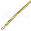 Oro Laminado Basic Necklace, Gold Filled Style Pave Cuban Design, Polished, Golden Finish, 04.213.0087.24