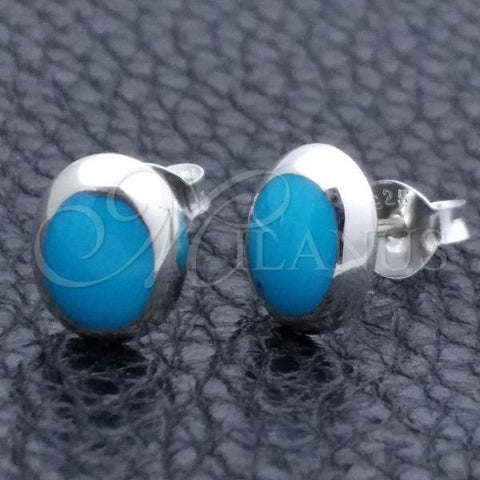 Sterling Silver Stud Earring, with Turquoise Pearl, Polished, Silver Finish, 02.399.0034