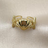 Oro Laminado Elegant Ring, Gold Filled Style Shell and Star Design, Polished, Golden Finish, 01.341.0168