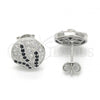 Sterling Silver Stud Earring, with Black and White Micro Pave, Polished, Rhodium Finish, 02.186.0075