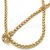 Oro Laminado Necklace and Bracelet, Gold Filled Style Rat Tail and Greek Key Design, Polished, Golden Finish, 06.179.0005